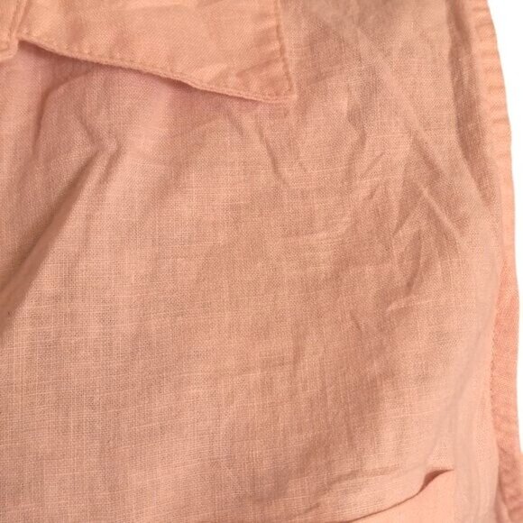 Calvin Klein Jeans Size Small Top Sleeveless Peach Button Up Blouse Linen Blend - Picture 6 of 9